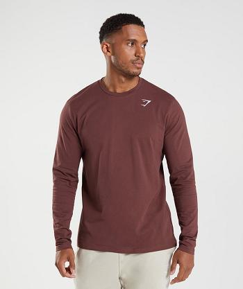 Long Sleeve Męskie Gymshark Crest Różowe Brązowe | PL 3622XYU